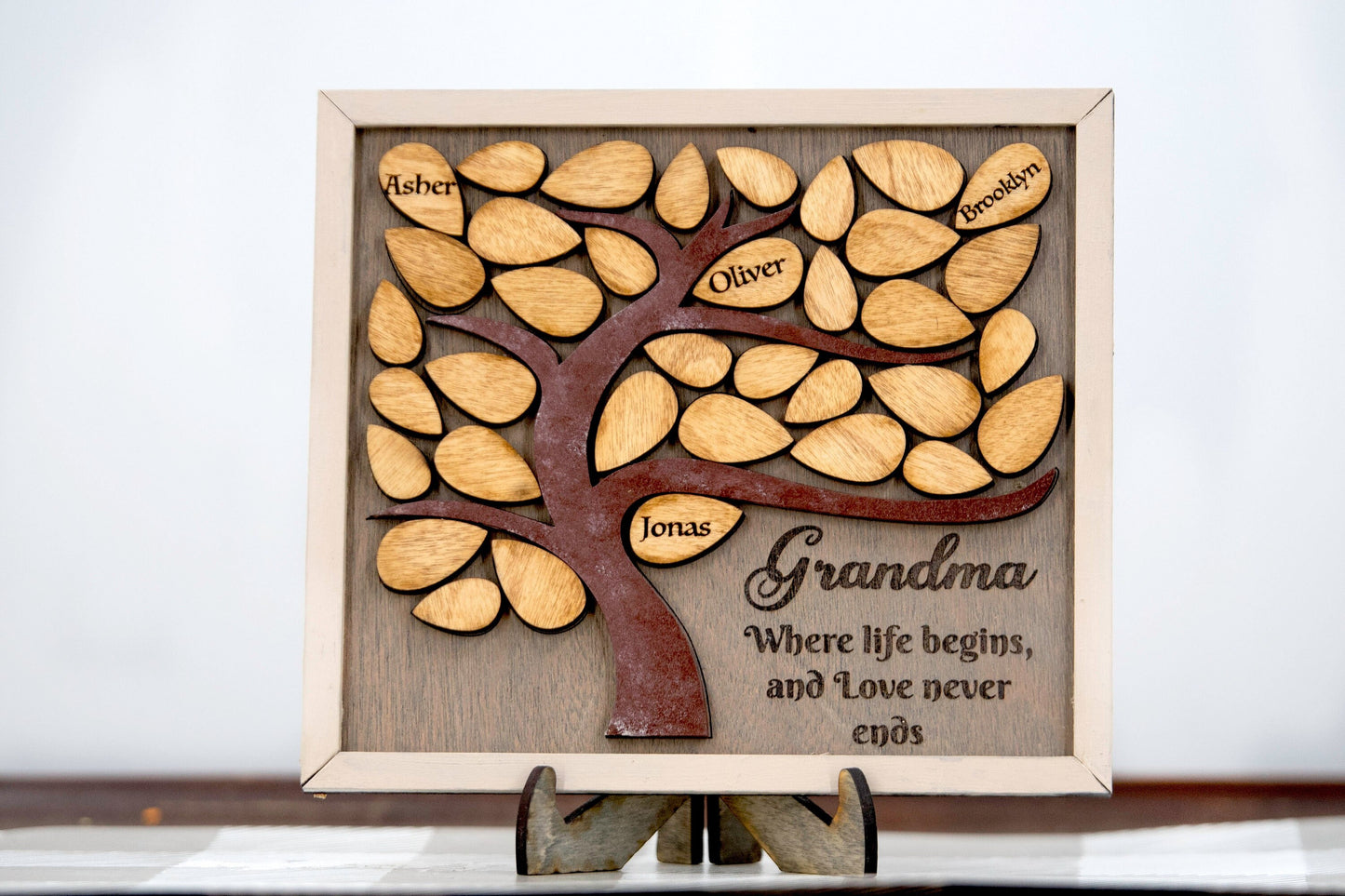 Wooden Family Tree with Frames / Family Tree Wall Art for Living